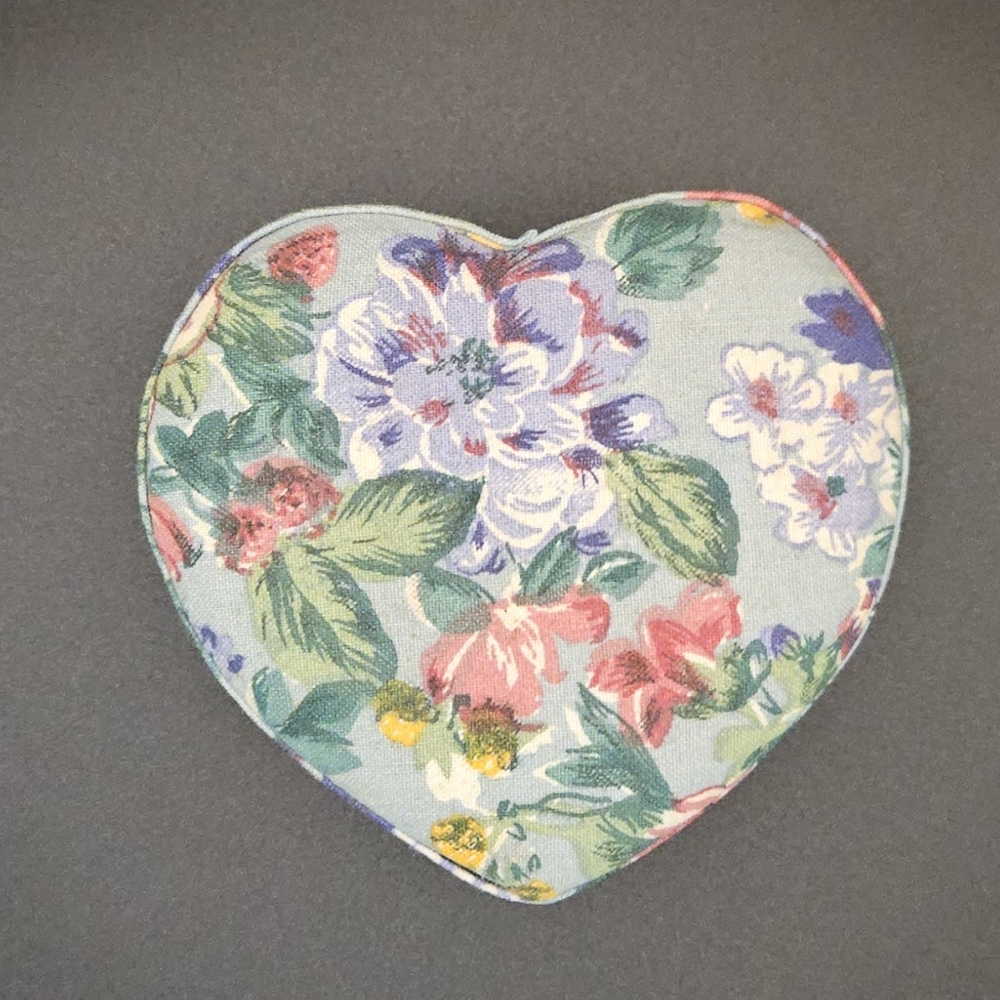 Vintage Heart Shape Fabric Trinket Box